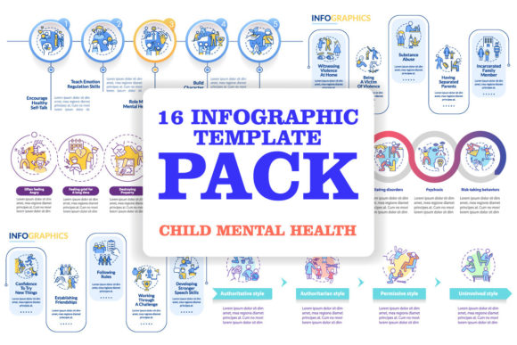 Children Mental Health Infographic Set