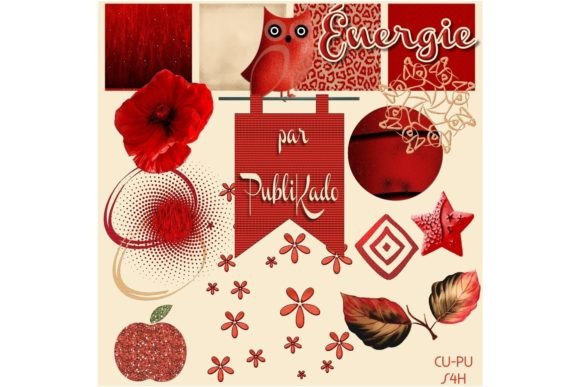 Exploring the Energie and Kit of Digital Papers and Graphics Elements in Red and Beige Shades